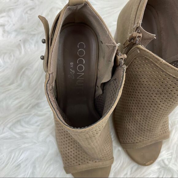 Coconuts by Matisse Lasercut Open Toe Suede Leather Ankle Booties - Picture 6 of 9